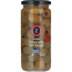 Oliven med rød peber