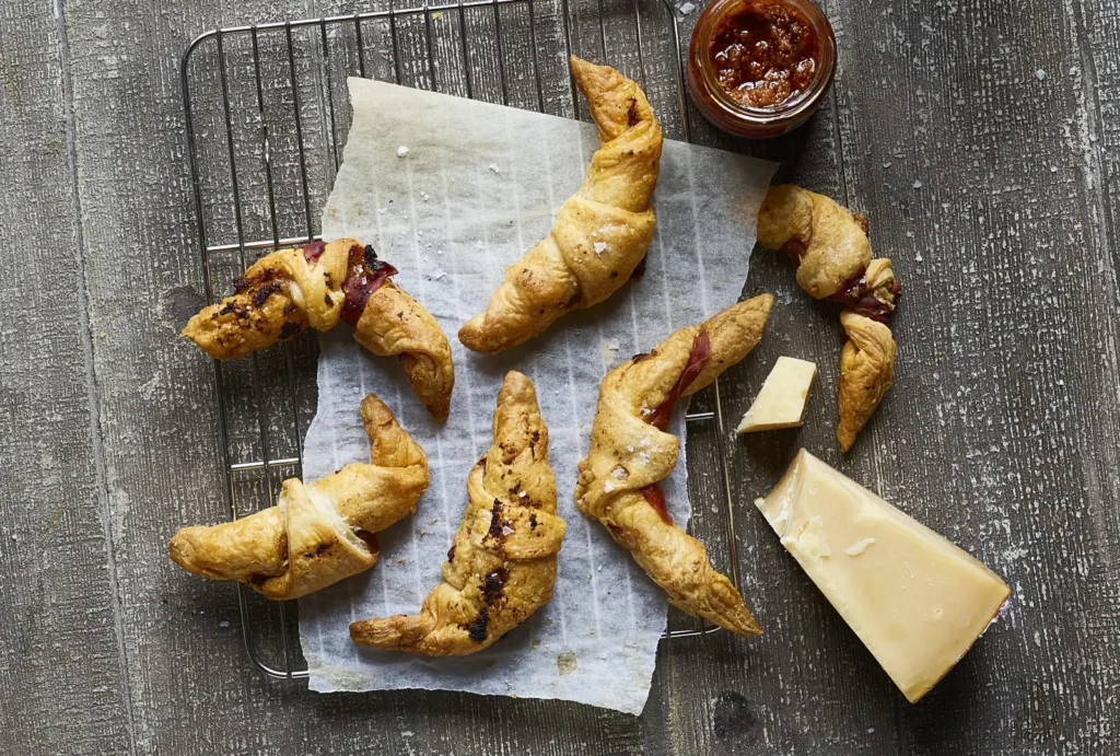 Butterdejshorn med Tomatpesto og ost