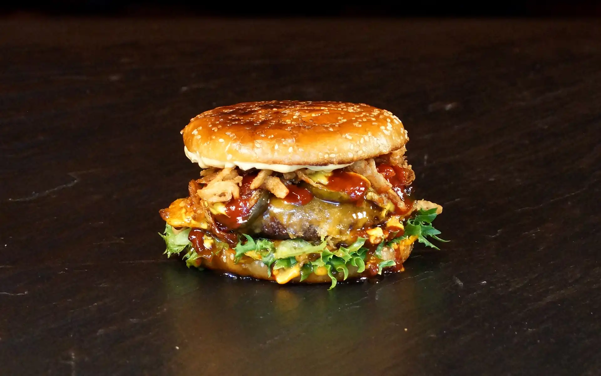 Overloaded juicy burger
